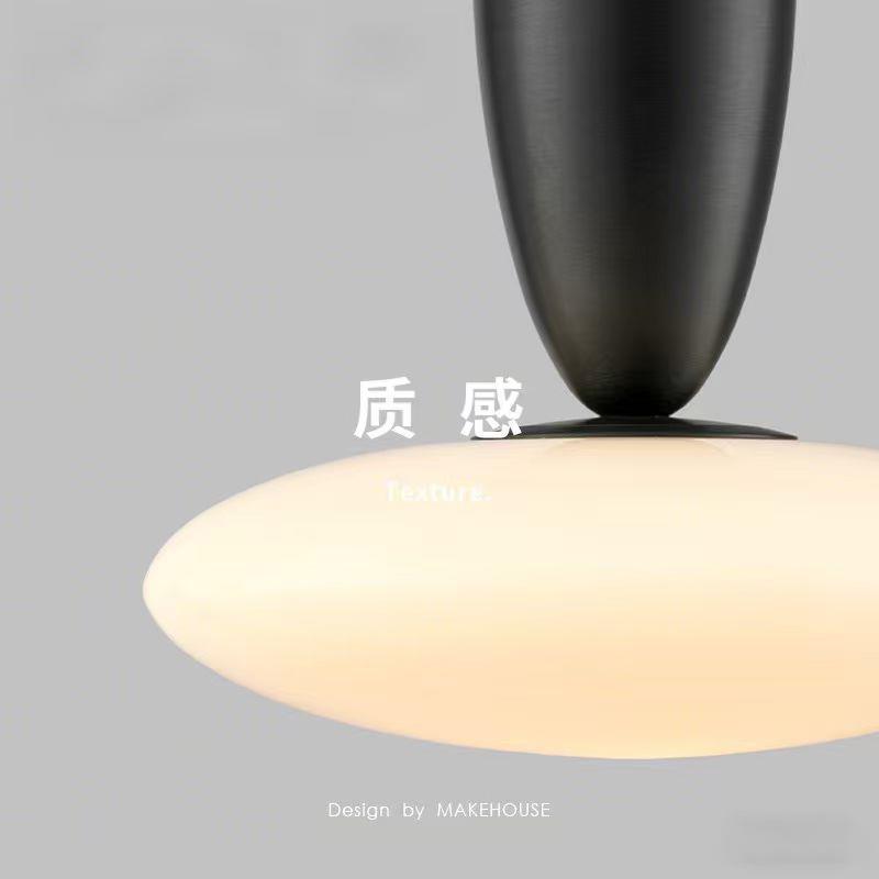 现代简约床头小吊灯轻奢玻璃灯罩铝材主卧玄关过道设计师吊线灯