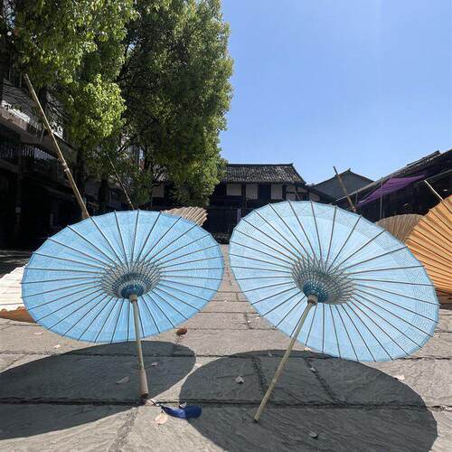 许家油纸伞浸染天空蓝浅蓝纯色晴雨两用道具拍摄清新素雅桐油伞