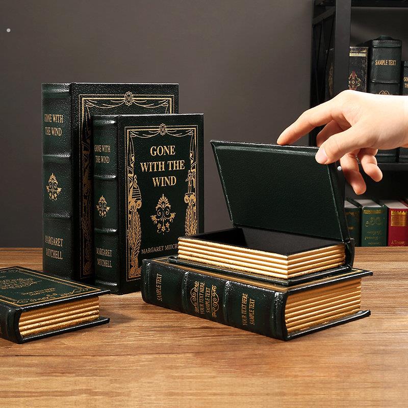 欧式轻奢假书储物盒书房摆件覆古彷真书收纳盒书本道具书盒装饰品