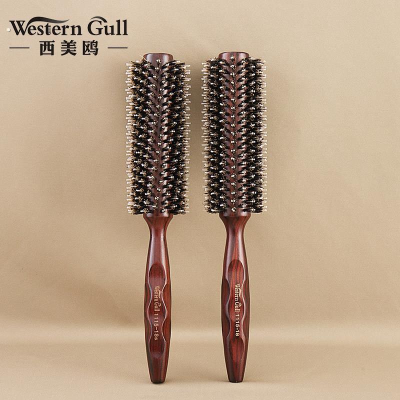发廊专业猪鬃毛梳子圆滚梳卷发梳子内扣卷梳理髲店女家用造型木梳