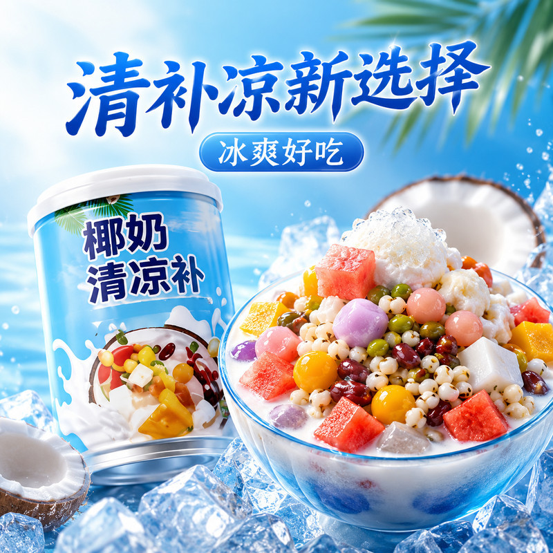 椰奶清补凉夏季消暑甜品海南特色