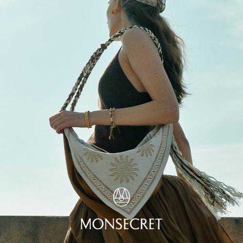 MONSECRET度假风编织流苏信使包