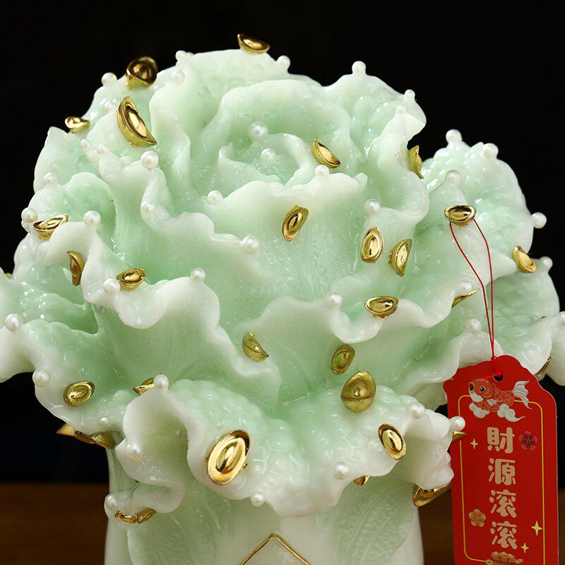 财源滚滚白菜摆件客厅玄关酒柜办公室招财装饰品乔迁新居开业礼物