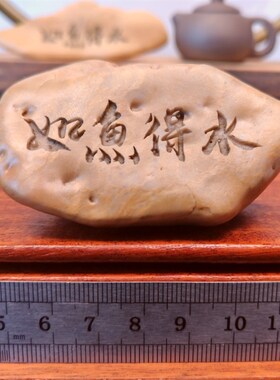 一物一拍如鱼得水天然戈壁石刻字桌面摆件花盆鱼缸造景真石