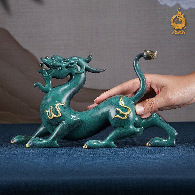 阿三铜艺黄铜貔貅摆件《八方聚财》新中式工艺品客厅桌面装饰礼品