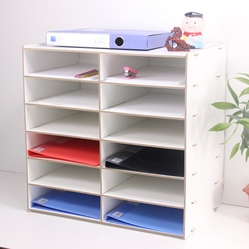 多层桌面文件架子20格A4纸办公学生书架座框木质收纳架盒置物架