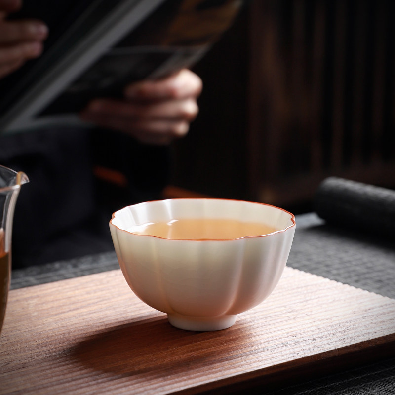寻汝月白汝窑主人杯茶具单杯品茗杯陶瓷功夫茶杯白玉汝瓷开片茶碗