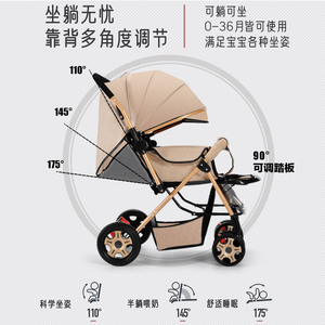 高景观高碳钢婴儿推车可坐可躺四轮独立避震兔小迪0到3岁