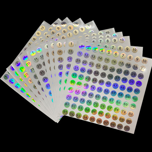 甲油瓶编号数字号码贴纸圆形镭射防水编码相册标签1-200连号数字