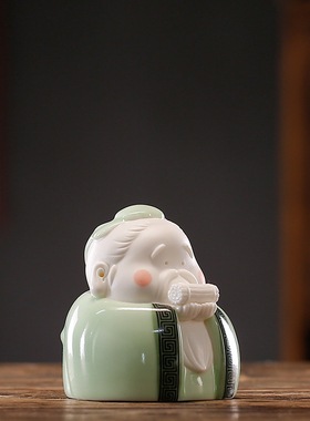 中式孔子陶瓷工艺品可爱卡通孔夫子小摆件书房桌面装饰教师节礼物