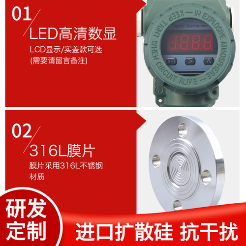 PCM400F HG20592 LED数字显示 法兰式隔膜 平膜 单法兰压力变送器