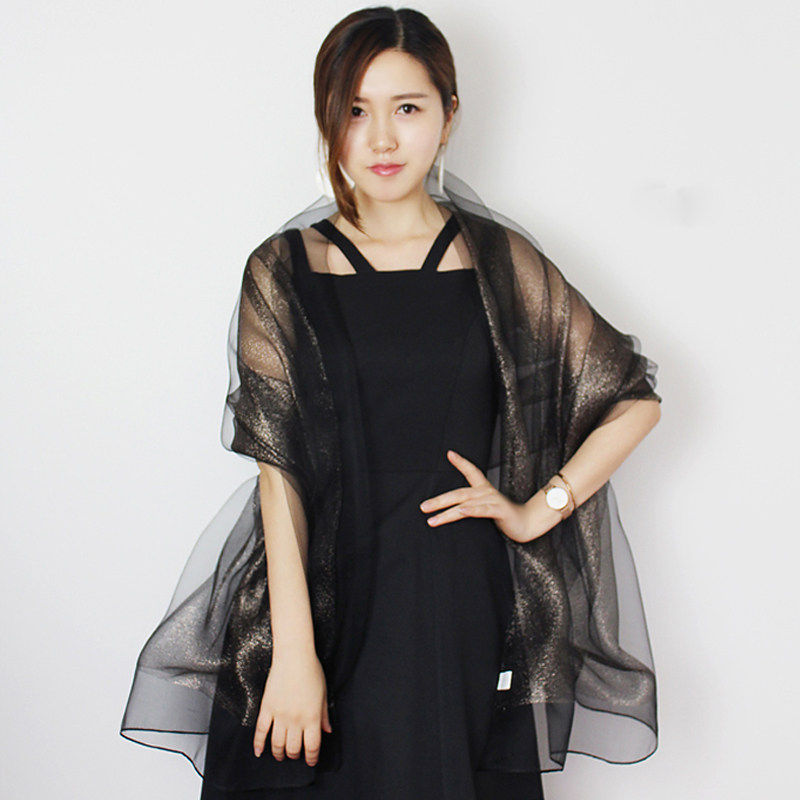 2025春夏香槟色桑蚕丝围巾 真丝婚庆披肩长款女式