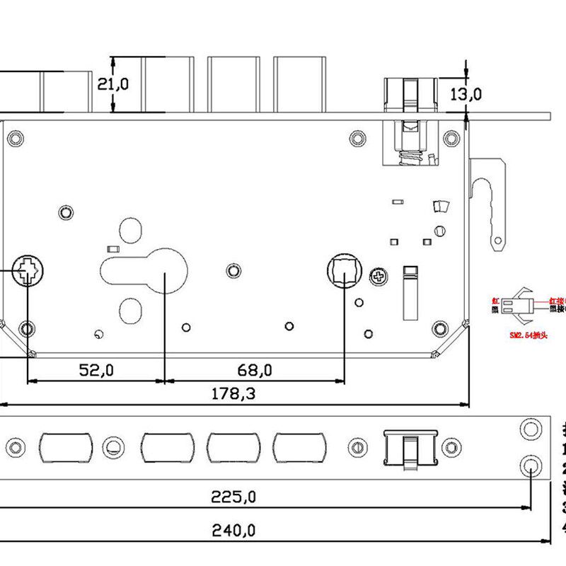 5V6V电机离合器304不锈钢6068多锁点防盗门智能指纹锁电子锁体
