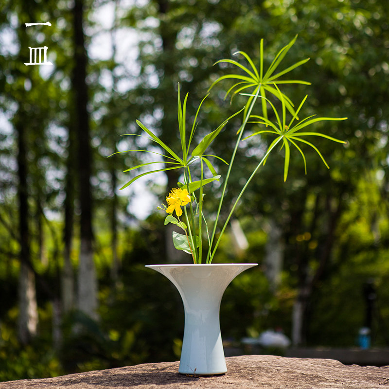 一皿池坊生花立花陶瓷插花器小原流中式花艺草月流花道插花器皿
