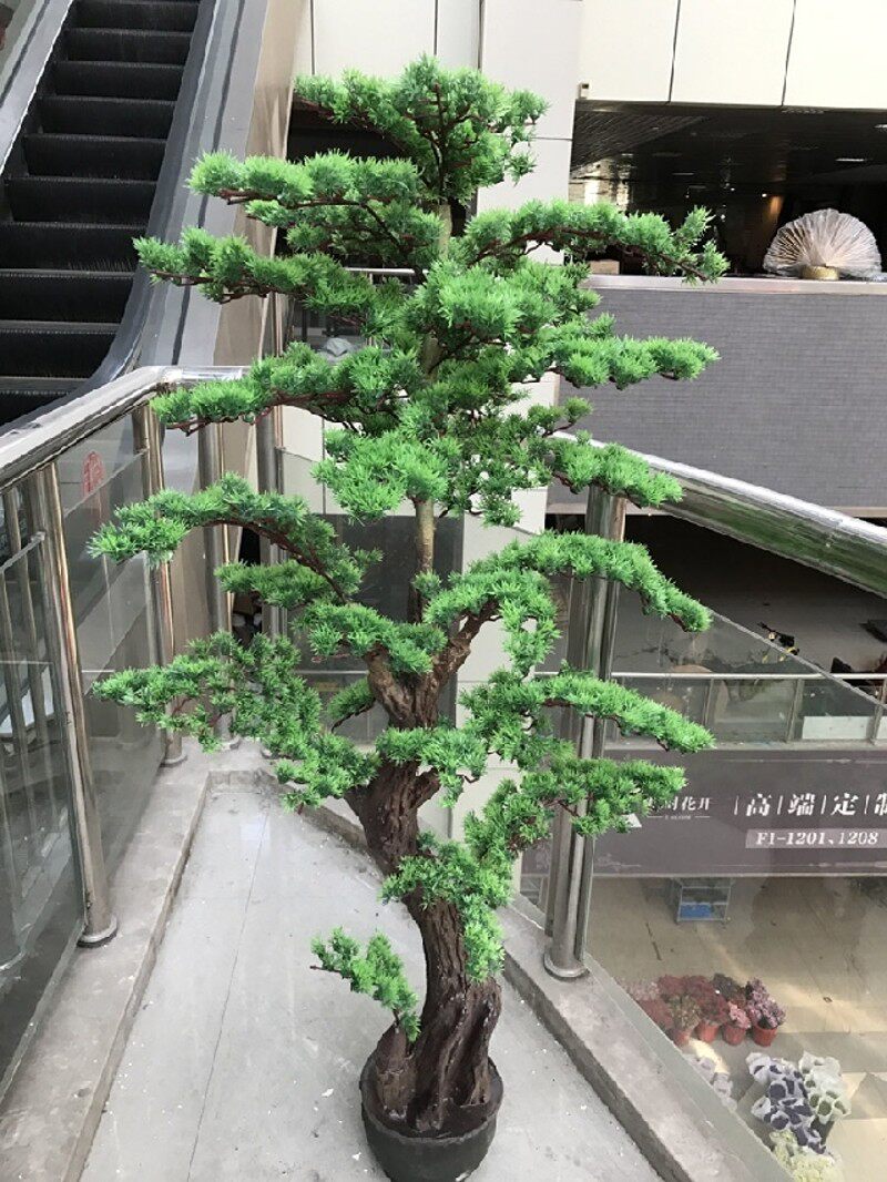 包邮仿真植物假树过胶罗汉迎客松树落地装饰绿植客厅带盆套装花艺