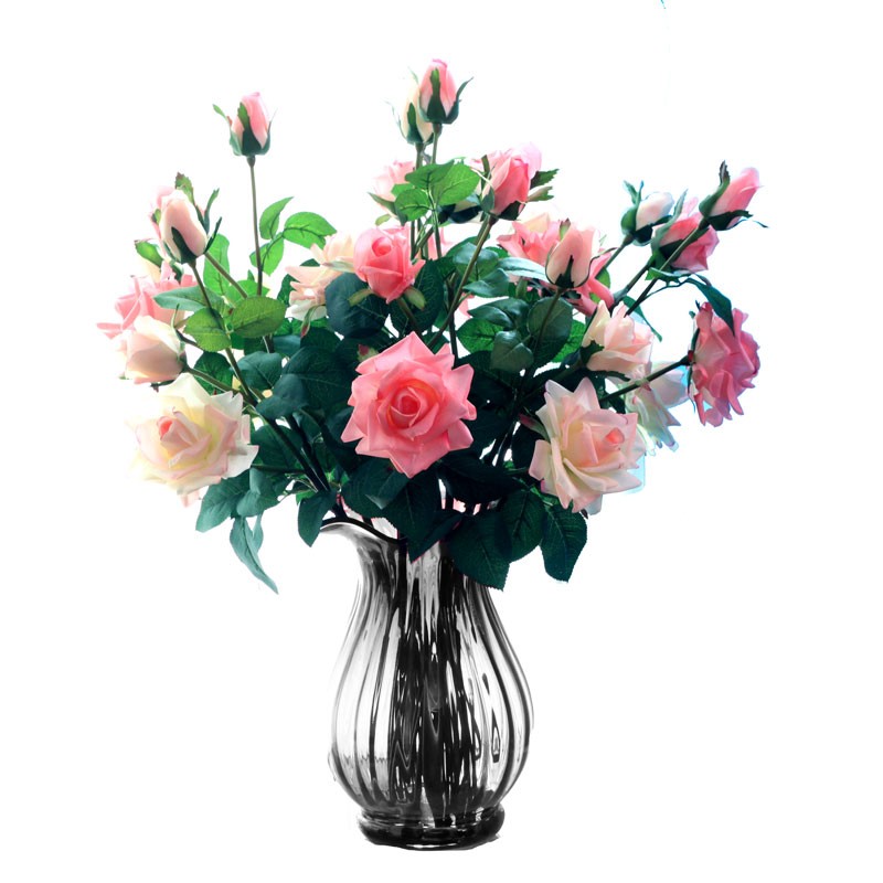 仿真玫瑰花手感保湿仿真花摆件客厅摆设花高档落地餐桌花摆花套装