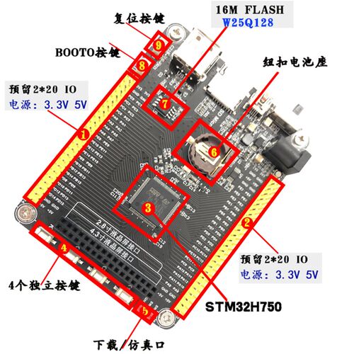 STM32H750VBT6 STM32H750开发板   STM32最小系统板 单片机核心板