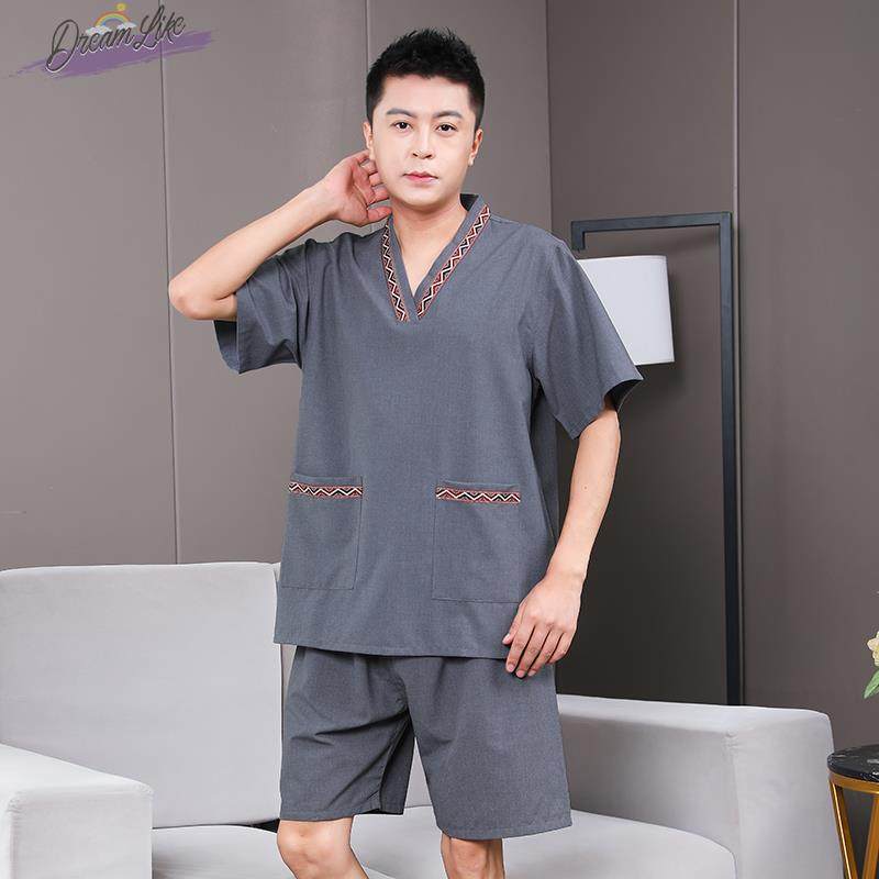 贡麻汗蒸服女情侣大码男款桑拿服足疗店洗浴按摩浴衣家居睡衣浴服
