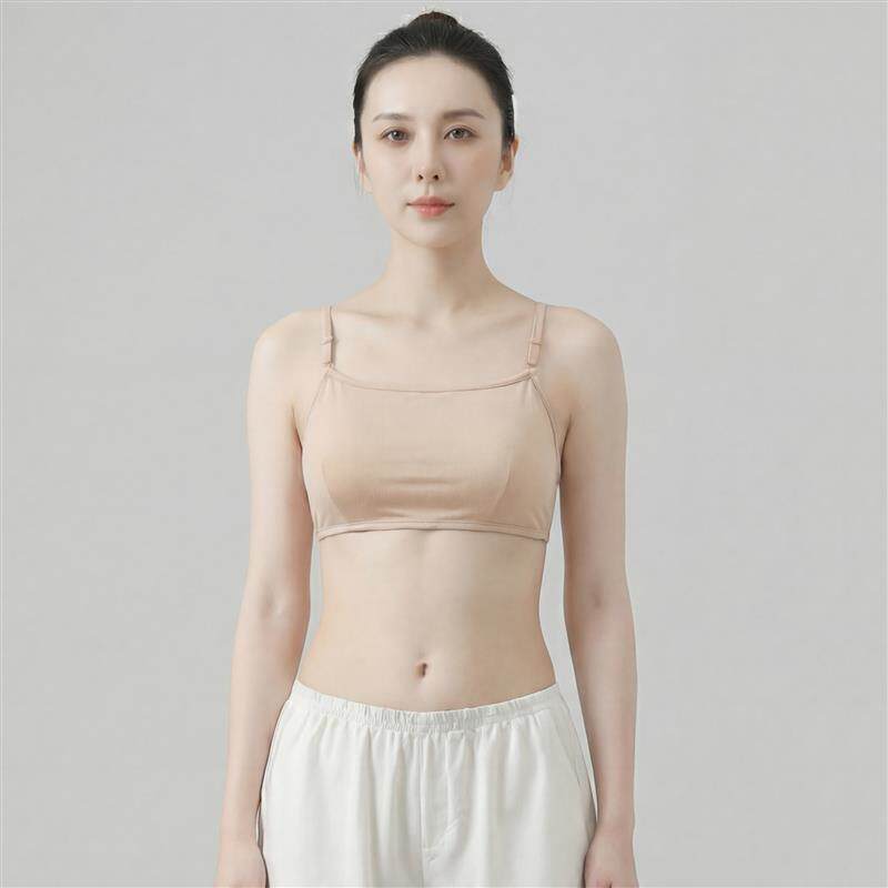 莫代尔无钢圈美背女士文胸薄中老年妈妈无痕露背交叉抹胸吊带内衣
