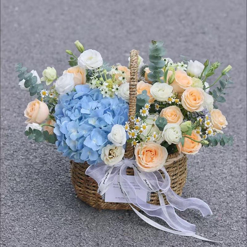 母亲节花束玫瑰康乃馨百合手提花篮送妈妈鲜花同城速递配送全国