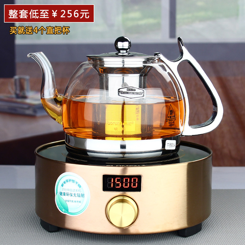 玻润 耐热玻璃茶壶不锈钢过滤泡茶壶加厚烧水壶 电陶炉煮茶器套装