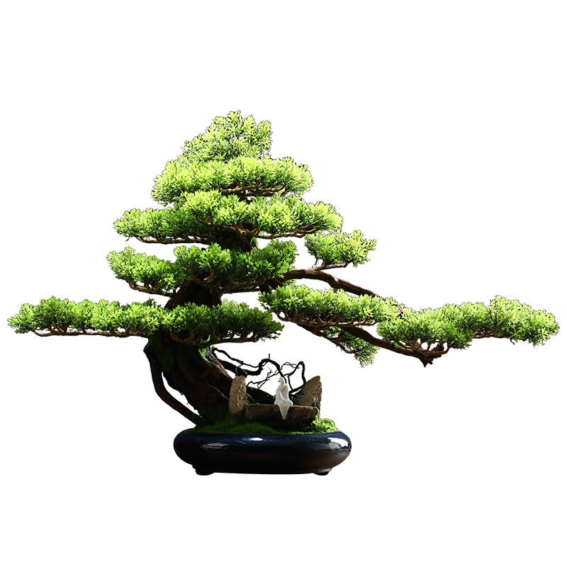 创意仿真迎客松盆景客厅玄关电视柜假花绿植盆栽植物办公室摆件