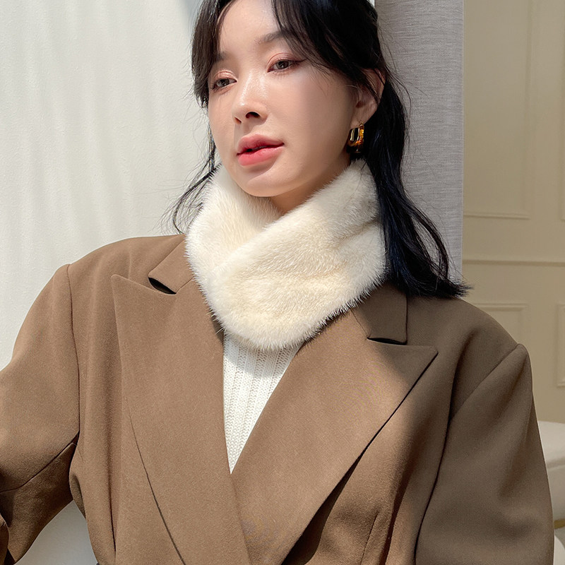 韩国水貂毛围脖皮草围巾女秋冬整皮水貂毛围巾貂皮毛领子真毛围巾