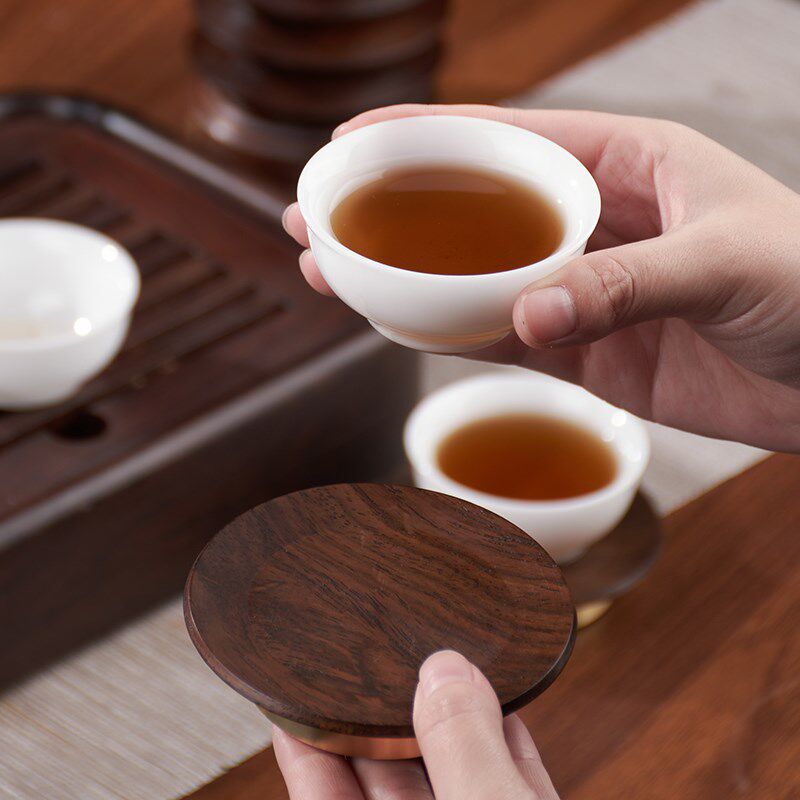 茶皇子宝塔茶杯垫黑檀木茶垫茶道功夫茶杯托茶托创意实木茶具配件