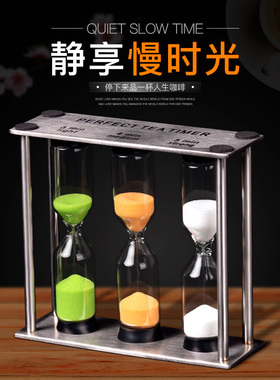 金属漏沙计时器3-4-5分钟流沙漏斗欧式复古创意礼物时间沙漏摆件