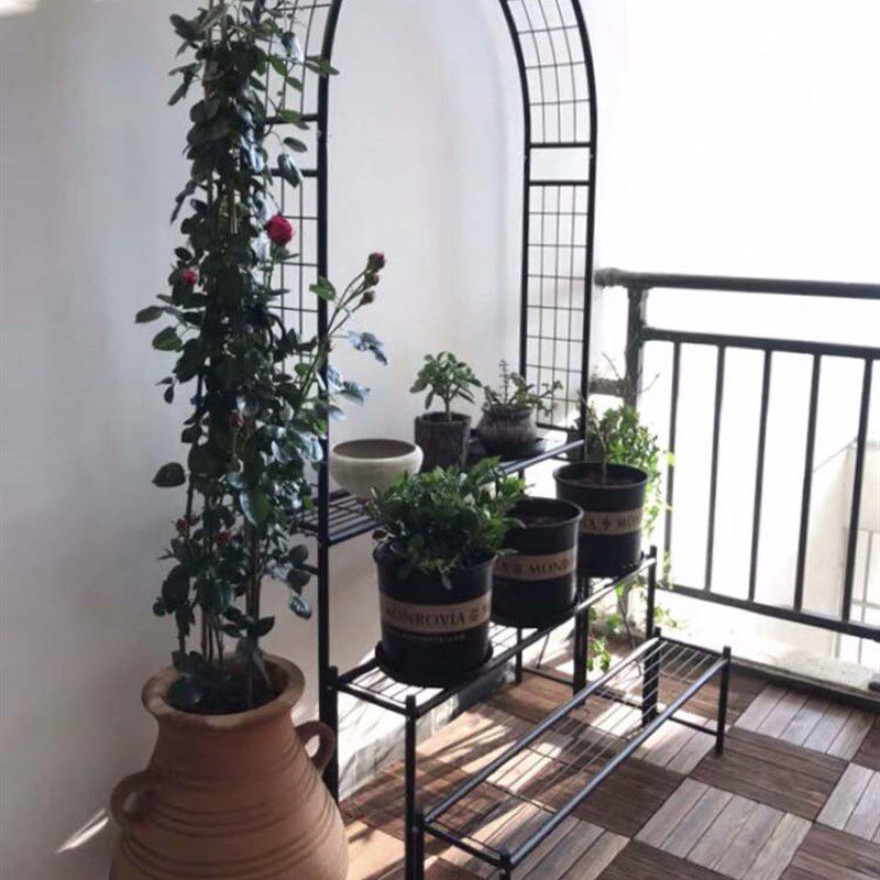 新品包邮铁艺拱门爬藤架置物架多层月季花架露台阳台绿植花盆挂架