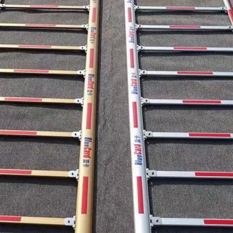 蓝卡道闸杆金色栅栏杆铝合金椭圆胶条折叠道闸杆停车场栅栏杆小区