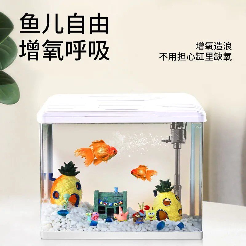 鱼缸浮法热弯玻璃带盖鱼缸客厅家用中小型增氧过滤一体桌面造景缸