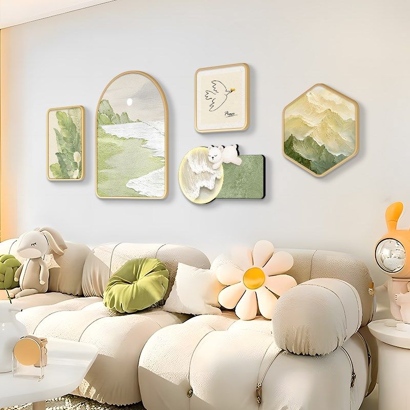 日照金山客厅装饰画奶油风沙发背景墙挂画轻奢高级感山水艺术壁画