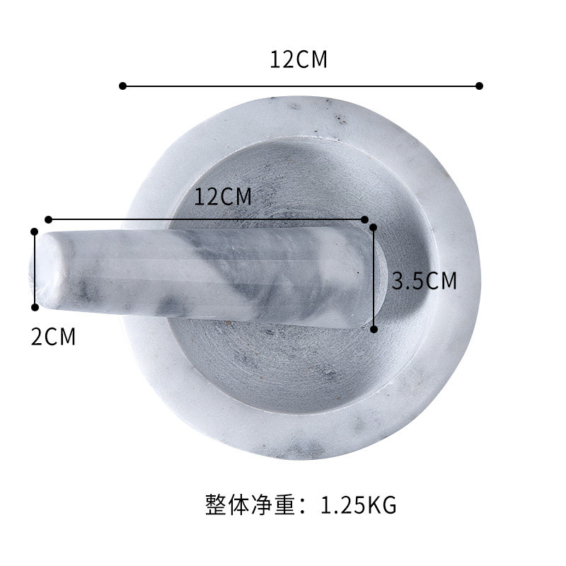 浩晟大理石精致新款加厚手动家用厨房香料研磨捣碎石臼蒜泥捣蒜器