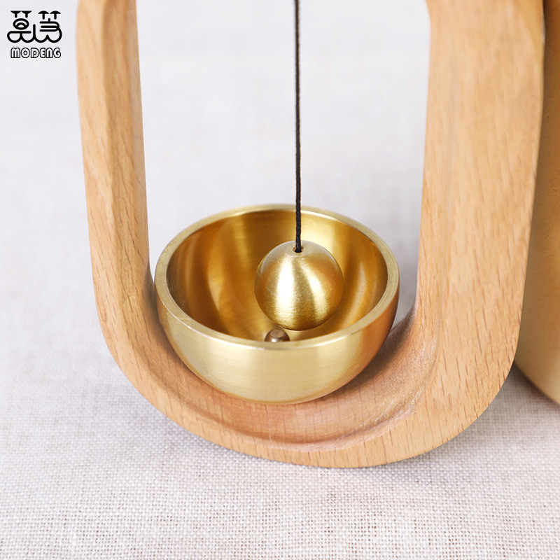 门铃铃铛门挂日式黄铜实木店铺开进门提醒入户吸门式风铃乔迁礼物