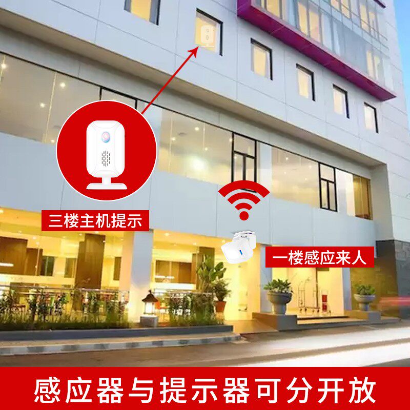 门铃感应器店铺进门口迎宾开门提醒分体铛商用玲欢迎光临来人叮咚