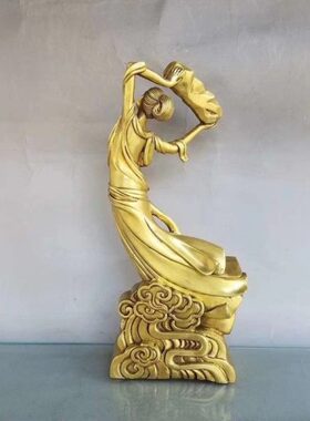 纯铜女娲补天摆件大地圣母女娲娘娘铜像玄关办公室桌面工艺品摆件