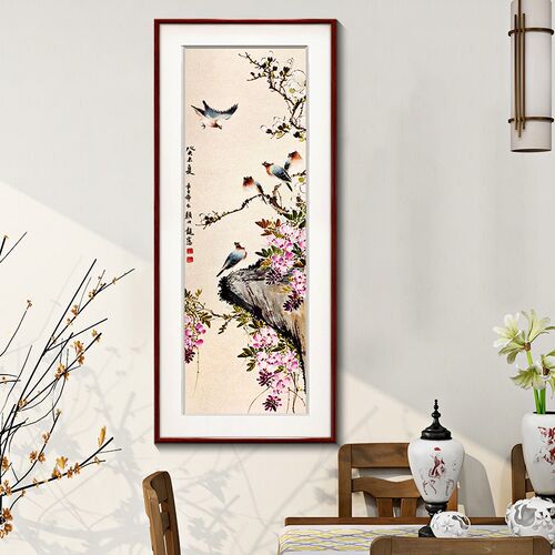 颜伯龙客厅沙发背景墙装饰画新中式玄关挂画国画中国风四条屏壁画