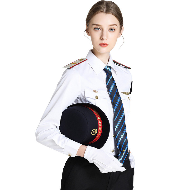 新款铁路制服女衬衫铁路工作服制服乘务员白色制服衬衣短袖演出服