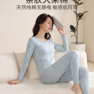 秋冬线衣线裤 新一步女士秋衣秋裤 全棉毛衫 纯棉保暖内衣薄款 女套装