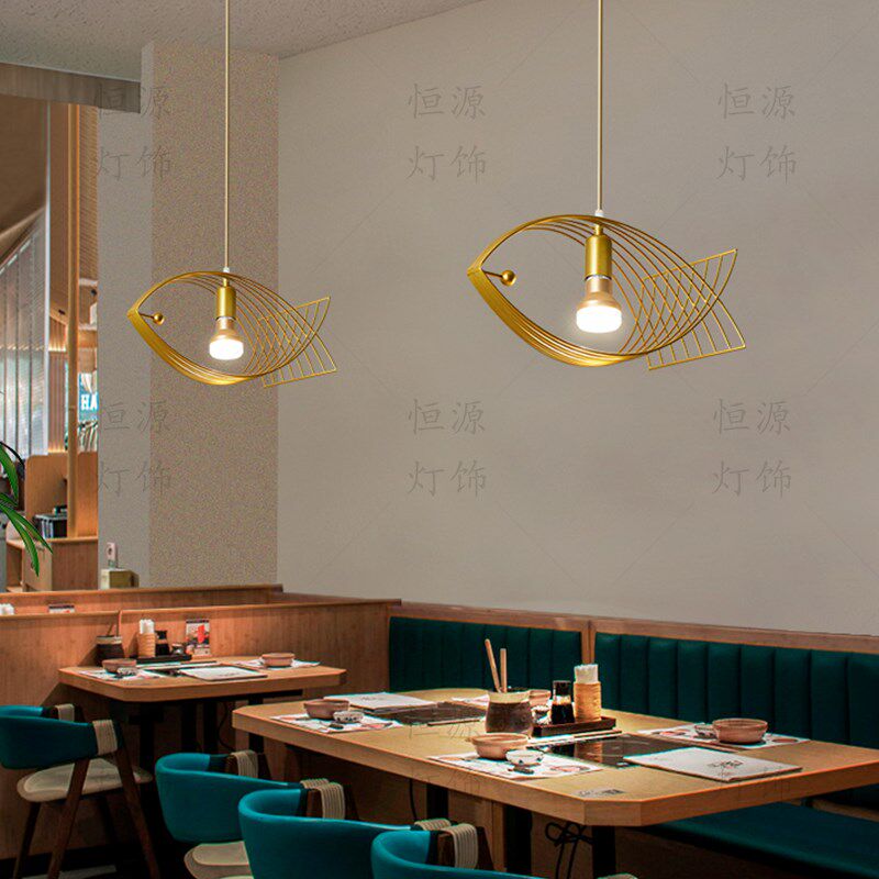 年年有鱼店LED餐厅吊顶店铺火锅店餐饮包间商用个性吧台装饰灯具