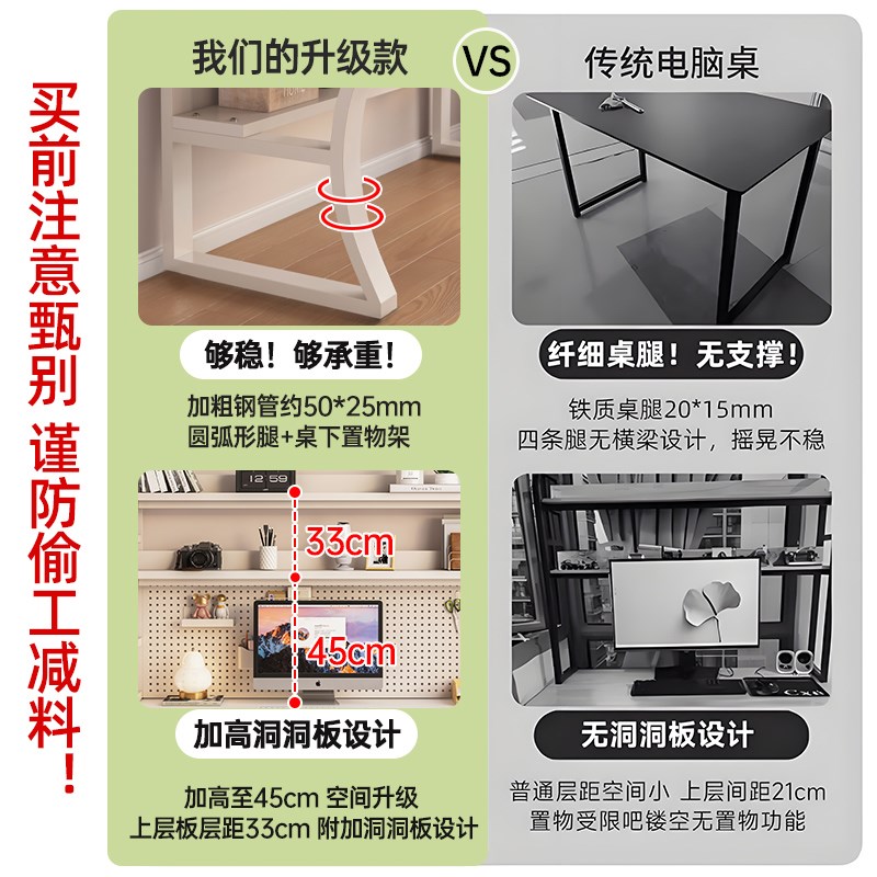 书桌书架一体学生学习写字桌生态板卧室家用洞洞板办公台式电脑桌