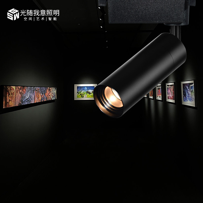 射灯吸顶式可调光变焦LED轨道博物馆美术馆展厅灯照画明装COB射灯