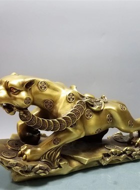 金钱豹铜摆件纯铜豹子家居高档汽车内装饰品办公室客厅招财礼品
