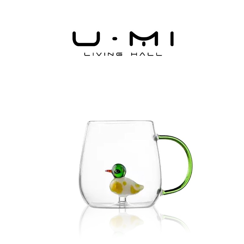 U Mi LIVING立体  杯具立体动物耐热玻璃杯带把水杯咖啡杯可爱