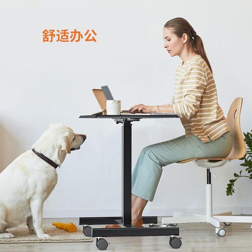 家用可移动电脑桌子气动升降桌床边桌气动学生电脑桌办公桌工作台