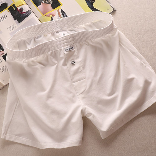 素色宽松舒适青年男生阿罗裤纯棉男士家居裤短裤睡裤四角内裤安全