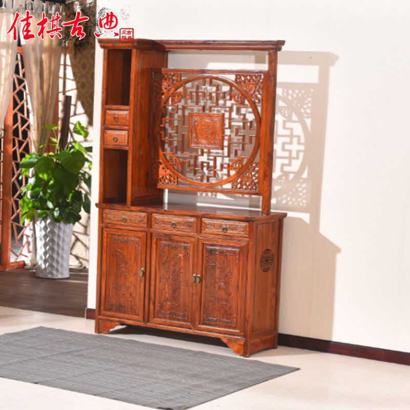 中式仿古屏风隔断双面玄关柜 门厅柜鞋柜酒柜间厅柜鞋柜客厅隔断