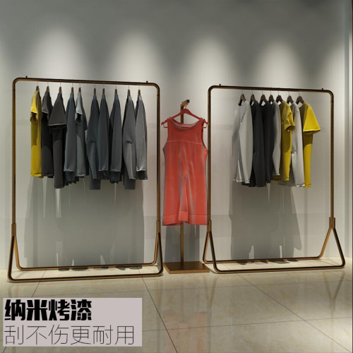 服装店展示架金色衣架落地式组合女装店衣服架铁艺简约中岛陈列架