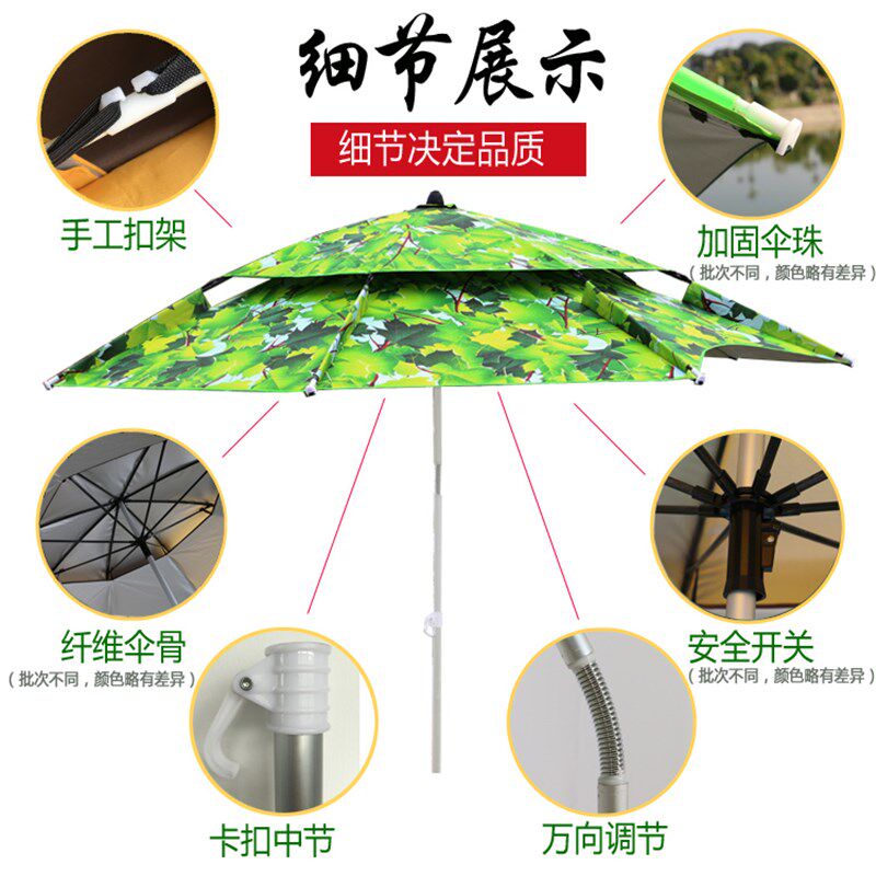 戴威营雨伞2.4米万向防雨防晒户外钓垂大钓伞黑胶遮阳加固钓鱼伞